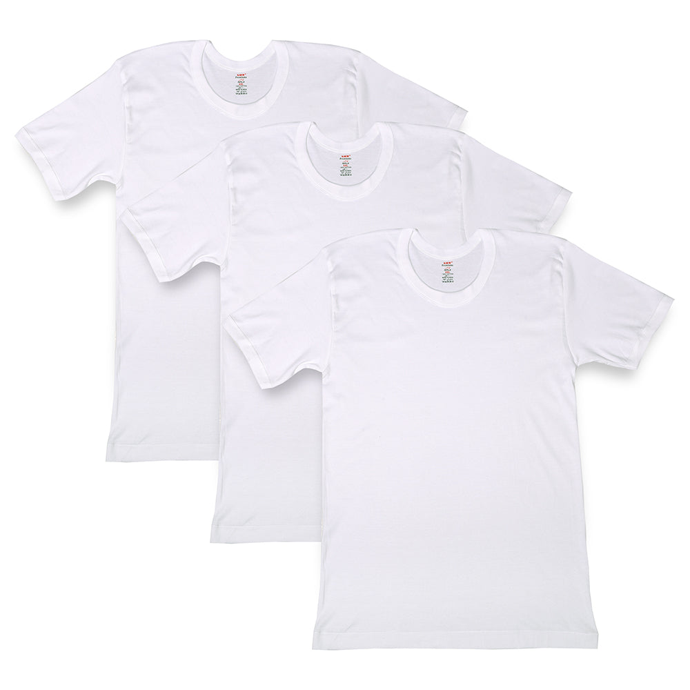 LUX PREMIUM MENS'S VESTS 100% COTTON T- SHIRT WHITE PACK OF 3 PCS