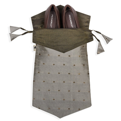 Elegant Fabric Drawstring Shoe Pouch - Grey