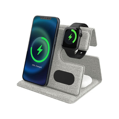 3-in-1 Wireless Charger Station CHANGE ZERO Recycled-PLANA-Grey