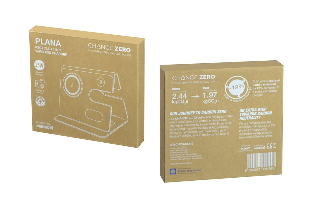 3-in-1 Wireless Charger Station CHANGE ZERO Recycled-PLANA-Grey