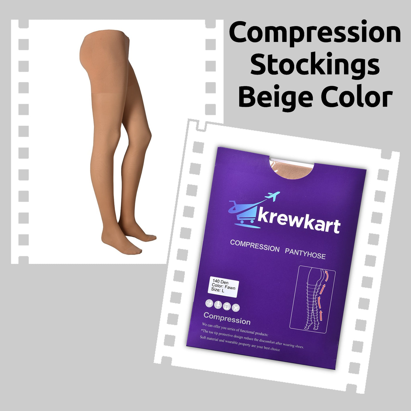 Compression Stockings 140 Den Pantyhose - Beige Color ( 1 Pair )