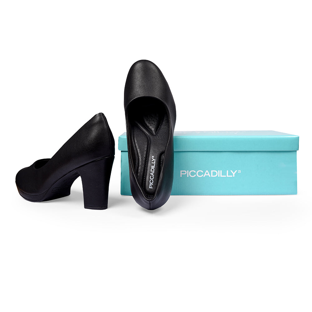 Piccadilly Crew Shoes - Black High Heel (7.5 cms)