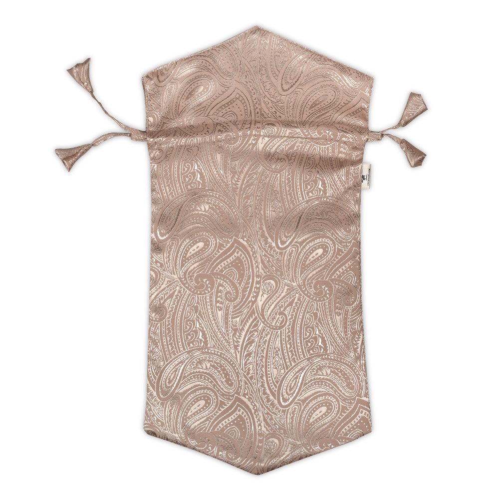 Elegant Fabric Drawstring Shoe Pouch - Self Print Beige