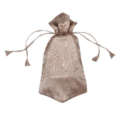 Elegant Fabric Drawstring Shoe Pouch - Self Print Beige