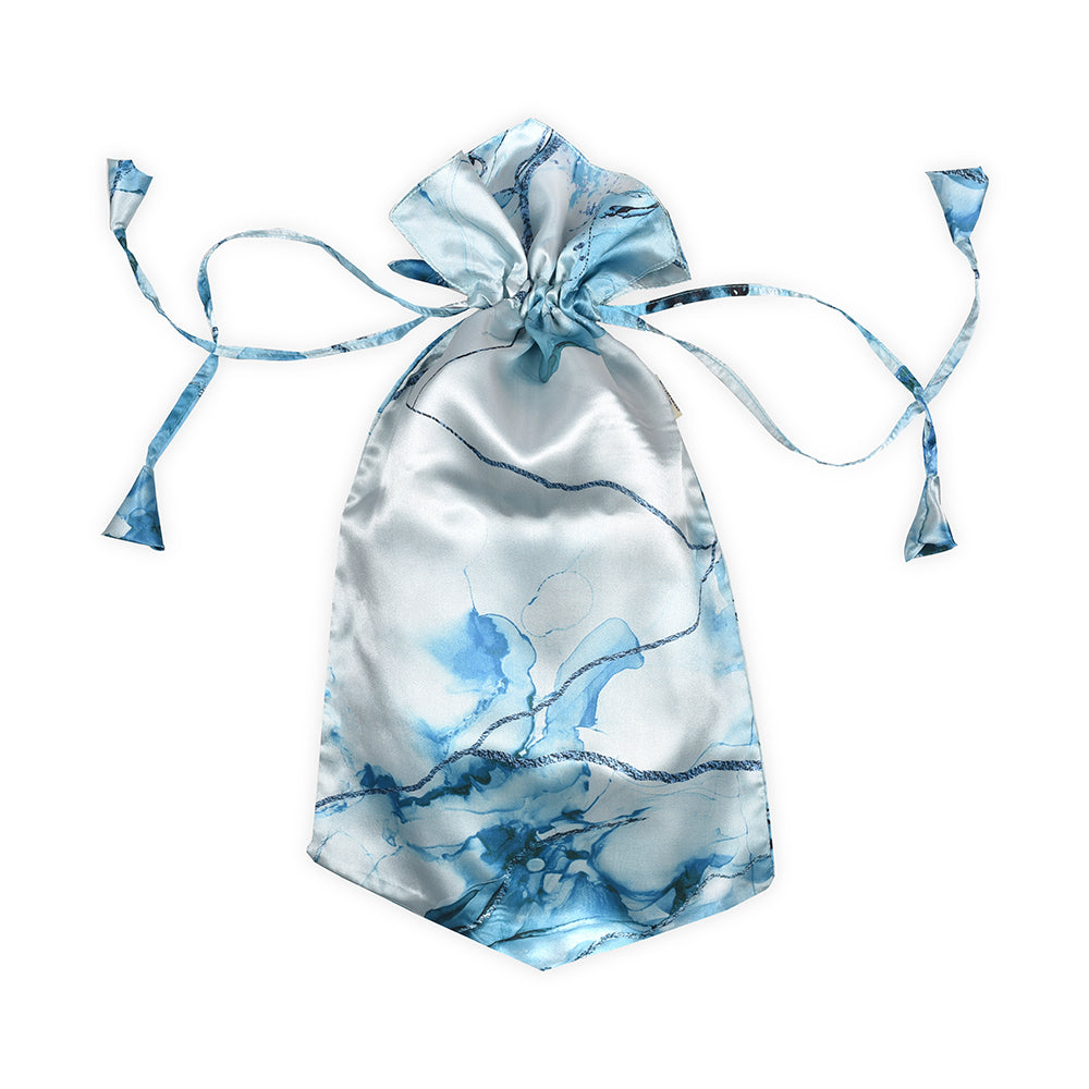 Elegant Fabric Drawstring Shoe Pouch - Aqua Blue