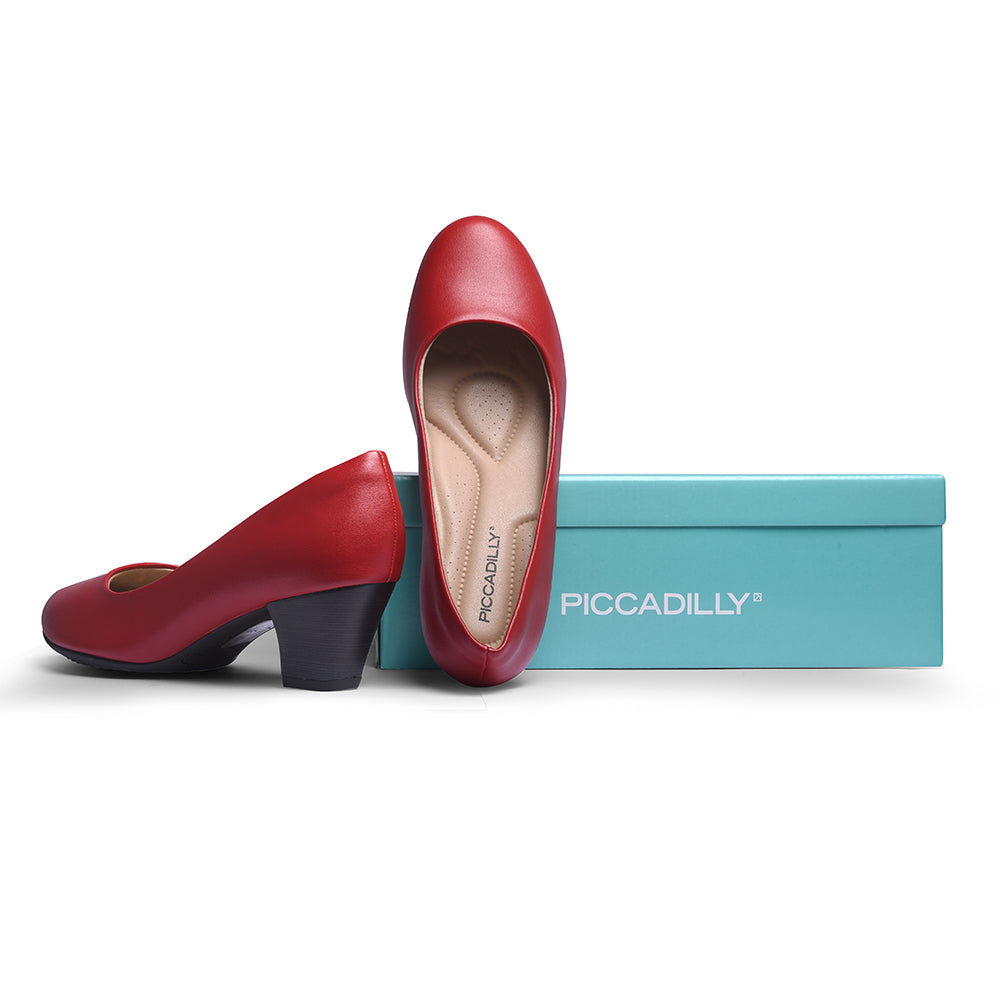 Piccadilly Crew Shoes - Red Medium Heel (5 cms)