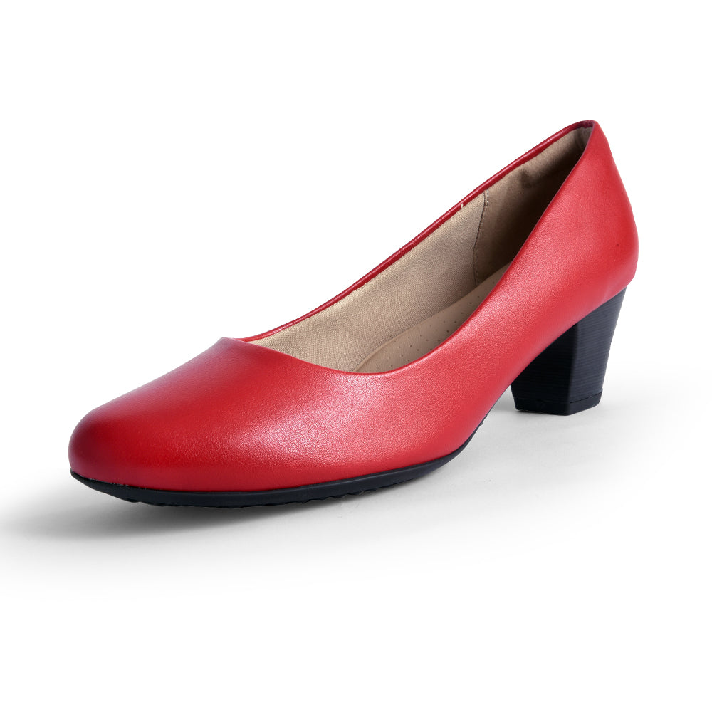 Piccadilly Crew Shoes - Red Medium Heel (5 cms)