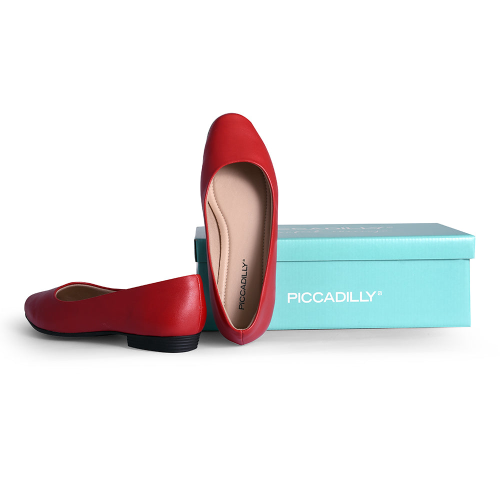 Piccadilly Crew Shoes - Red Flats (1.5 cms)