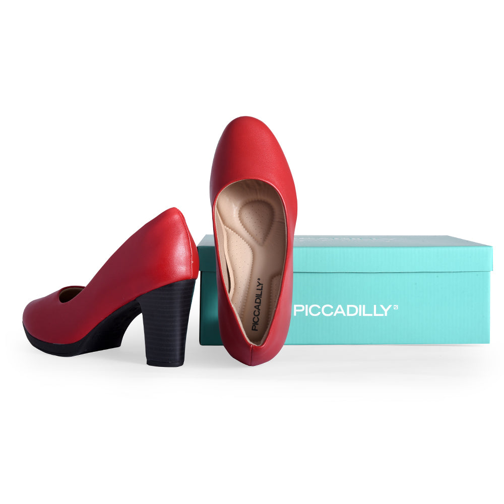 Piccadilly Crew Shoes - Red High Heel (7.5 cms)