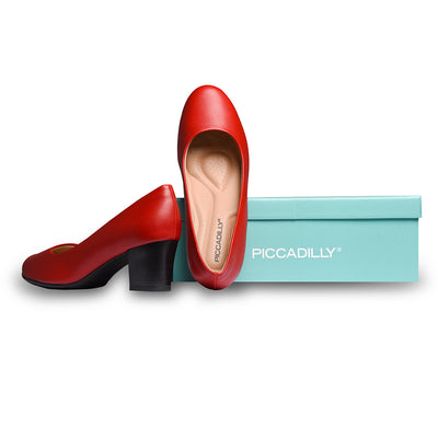 Piccadilly Crew Shoes - Red Medium Heel (5 cms)