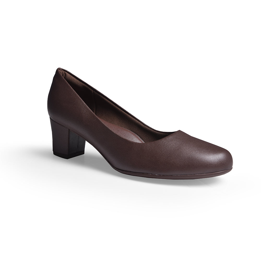 Piccadilly Crew Shoes - Brown Medium Heel (5 cms)