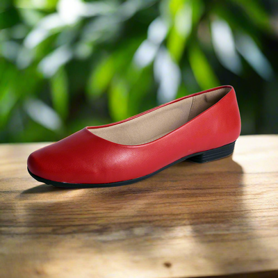 Piccadilly Crew Shoes - Red Flats (1.5 cms)