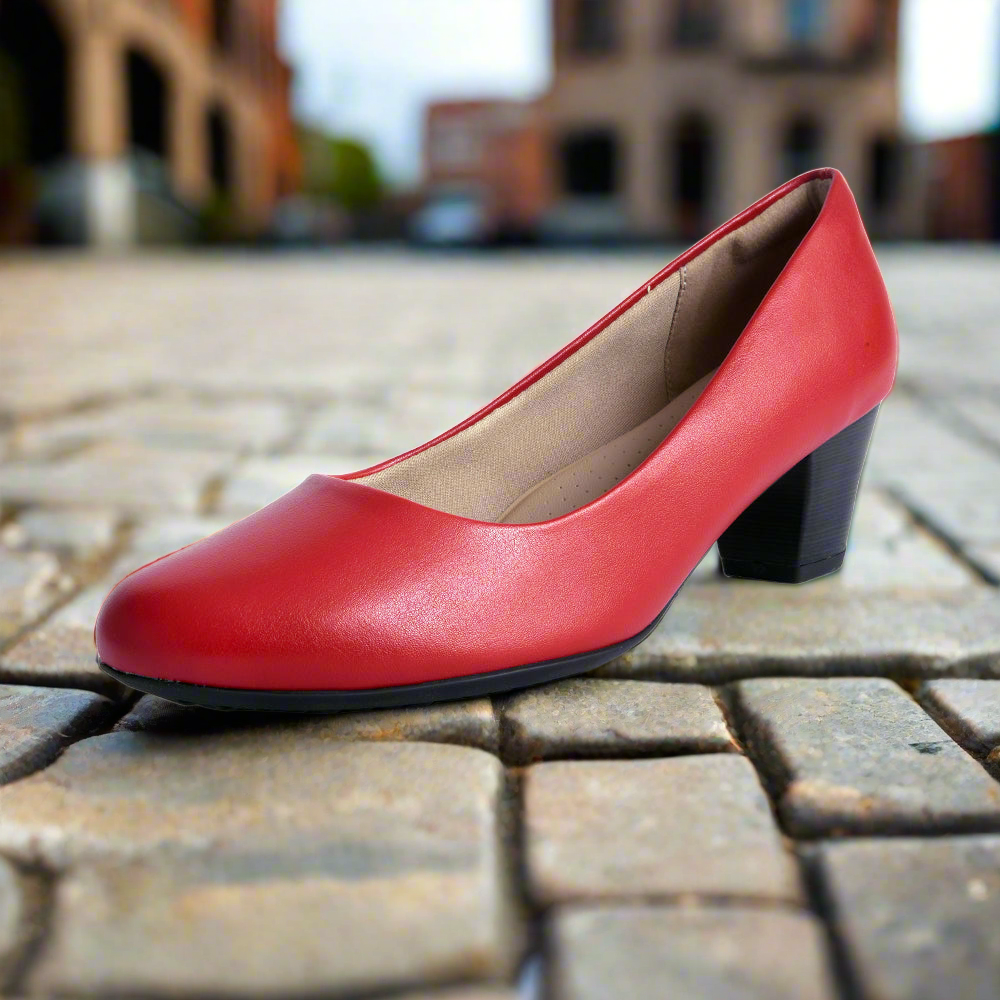 Piccadilly Crew Shoes - Red Medium Heel (5 cms)