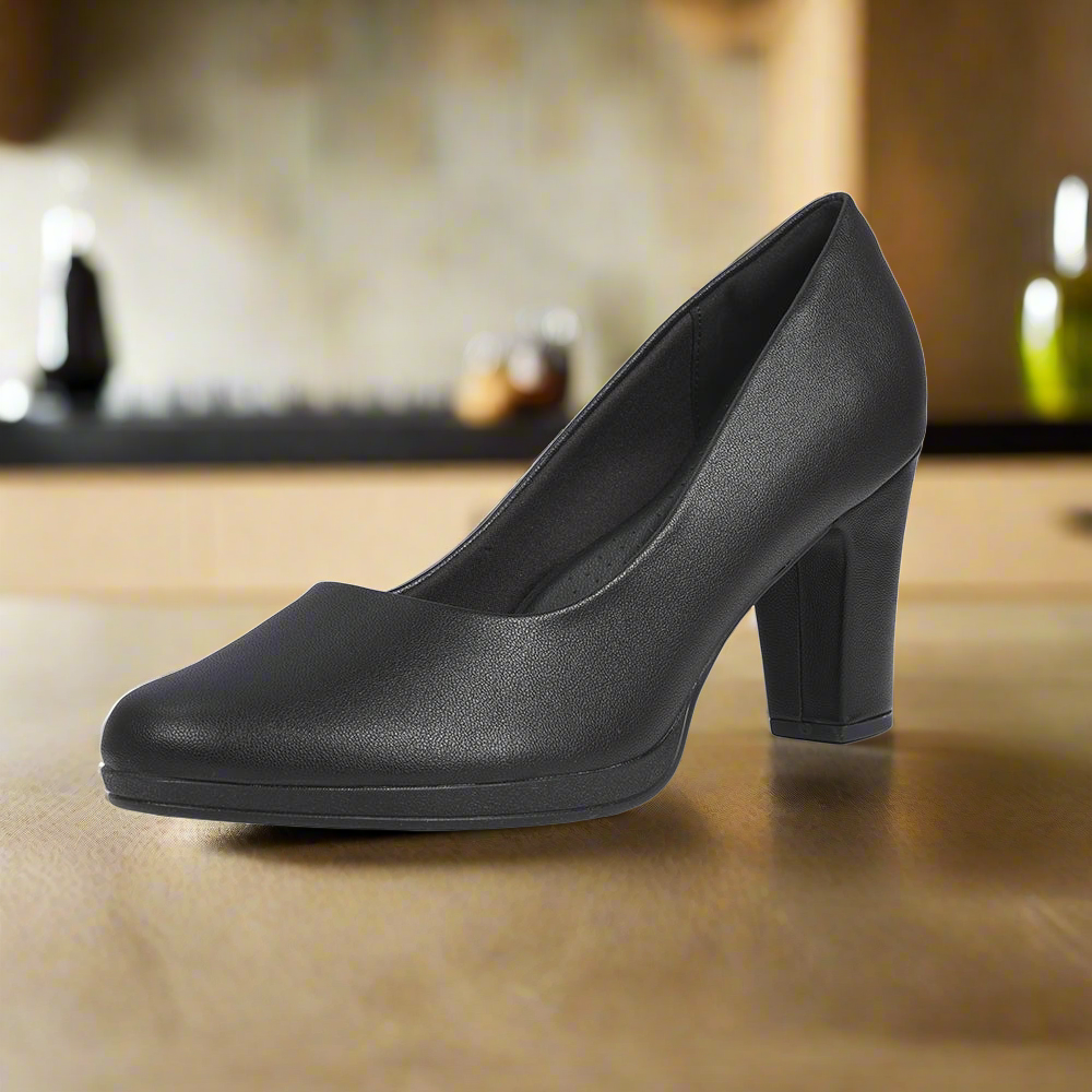 Piccadilly Crew Shoes - Black High Heel (7.5 cms)