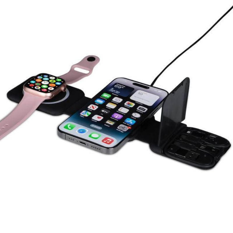 Wireless Charger with Multi Cable Set - Black BOLERO - @memorii 2 in 1