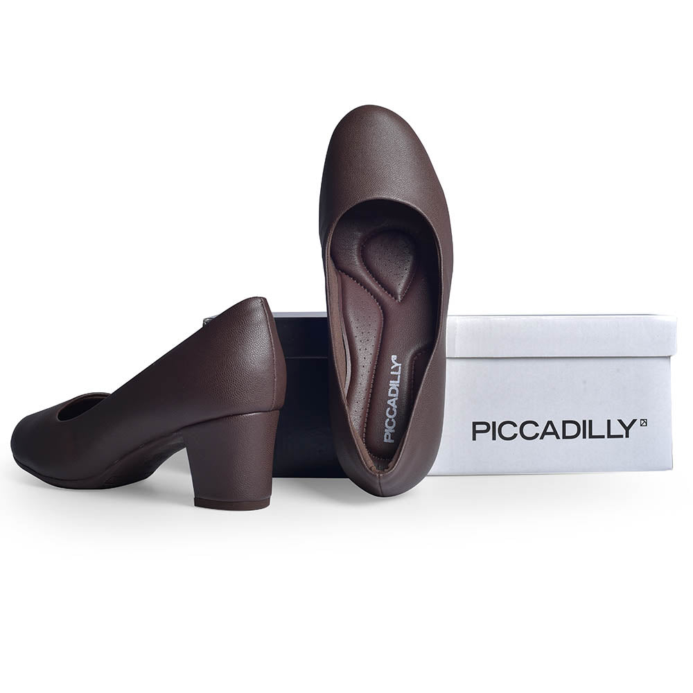 Piccadilly Crew Shoes - Brown Medium Heel (5 cms)