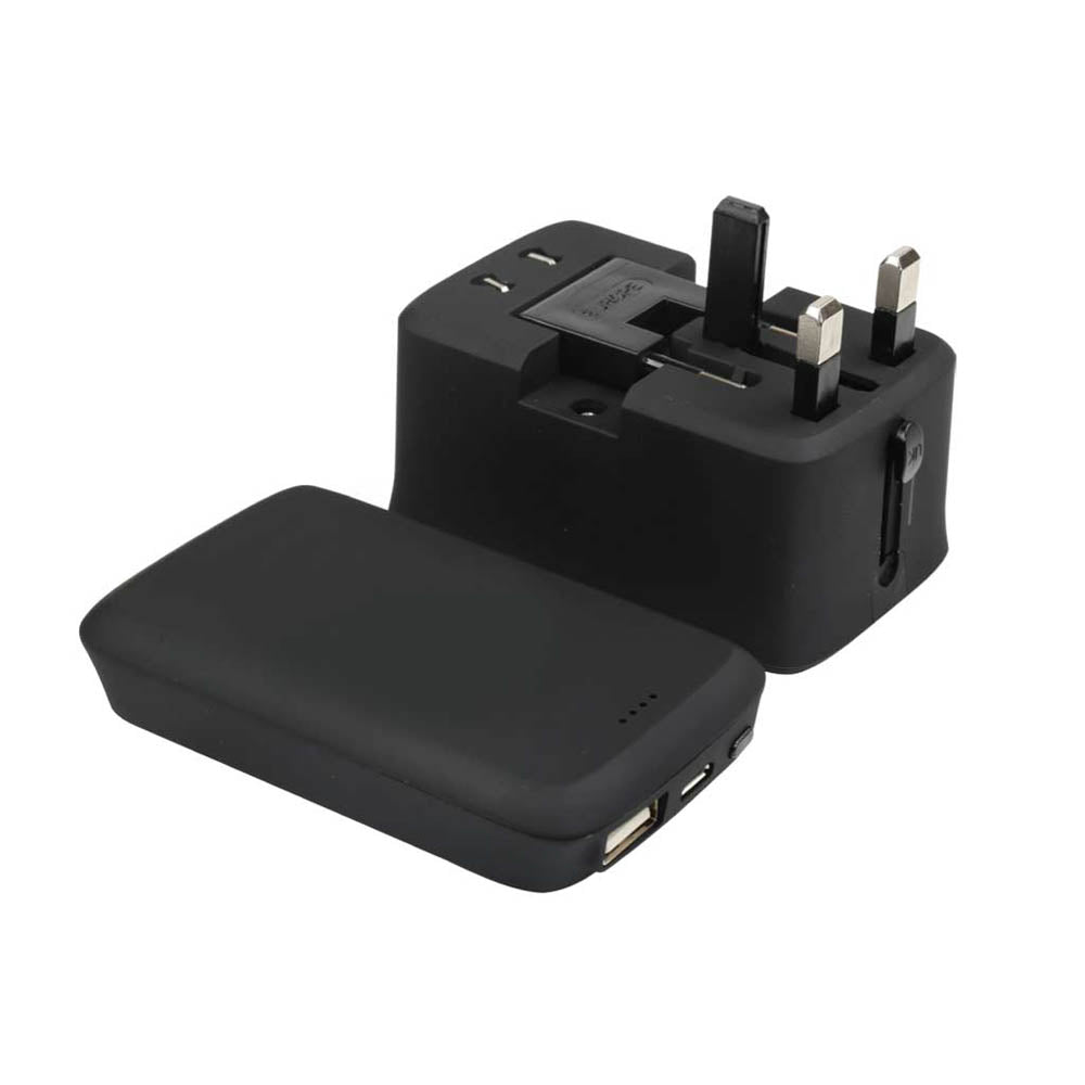 World Travel Adapter with Powerbank 5000mAh BRUSY - @memorii